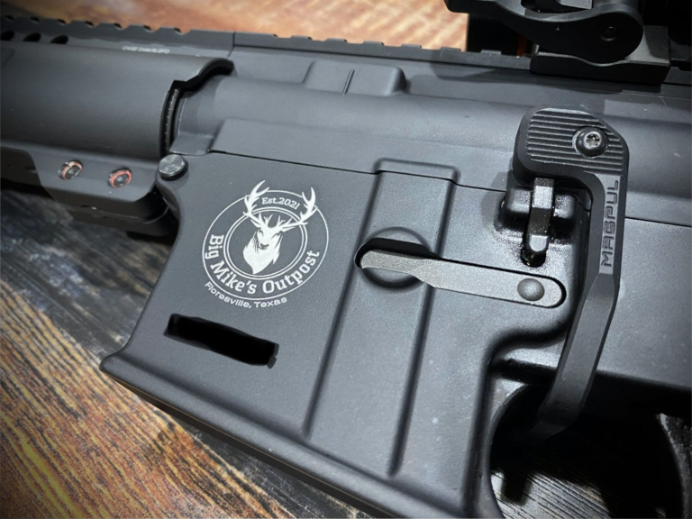 Big Mike's Outpost logo engraving