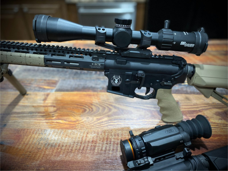 Overwatch receiver with the Big Mike's Outpost logo