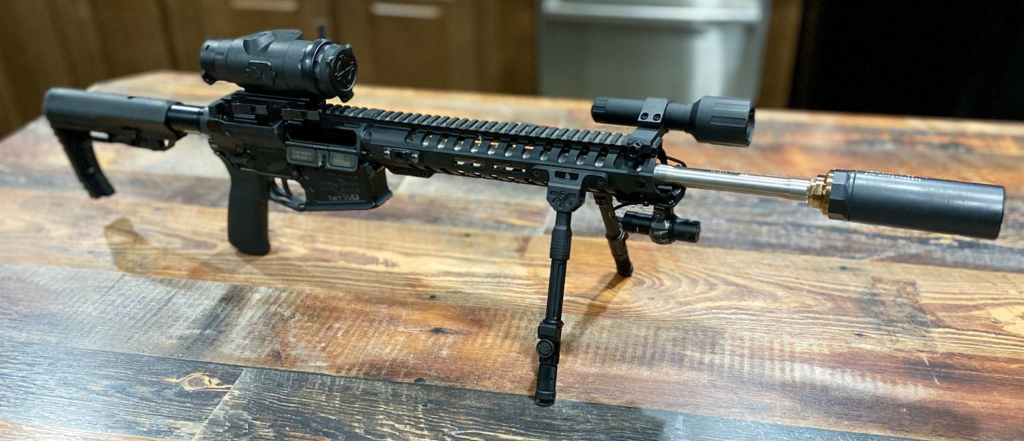 Suppressed AR with thermal optic and bipod