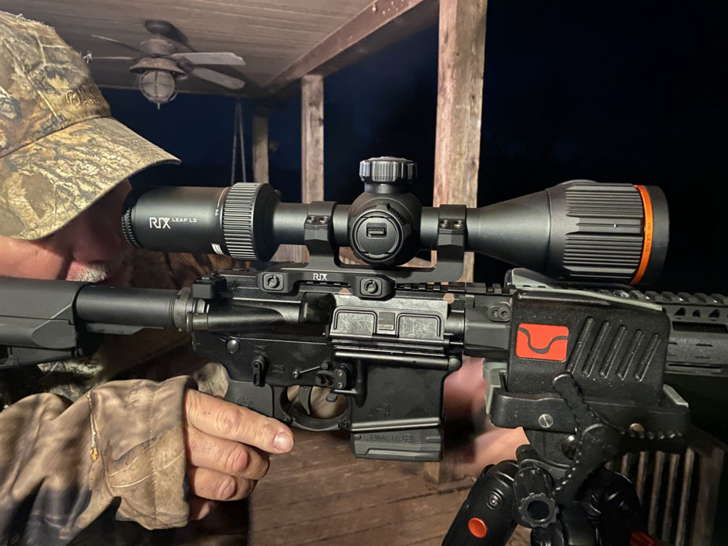 Thermal-equipped AR set up for a night hog hunt