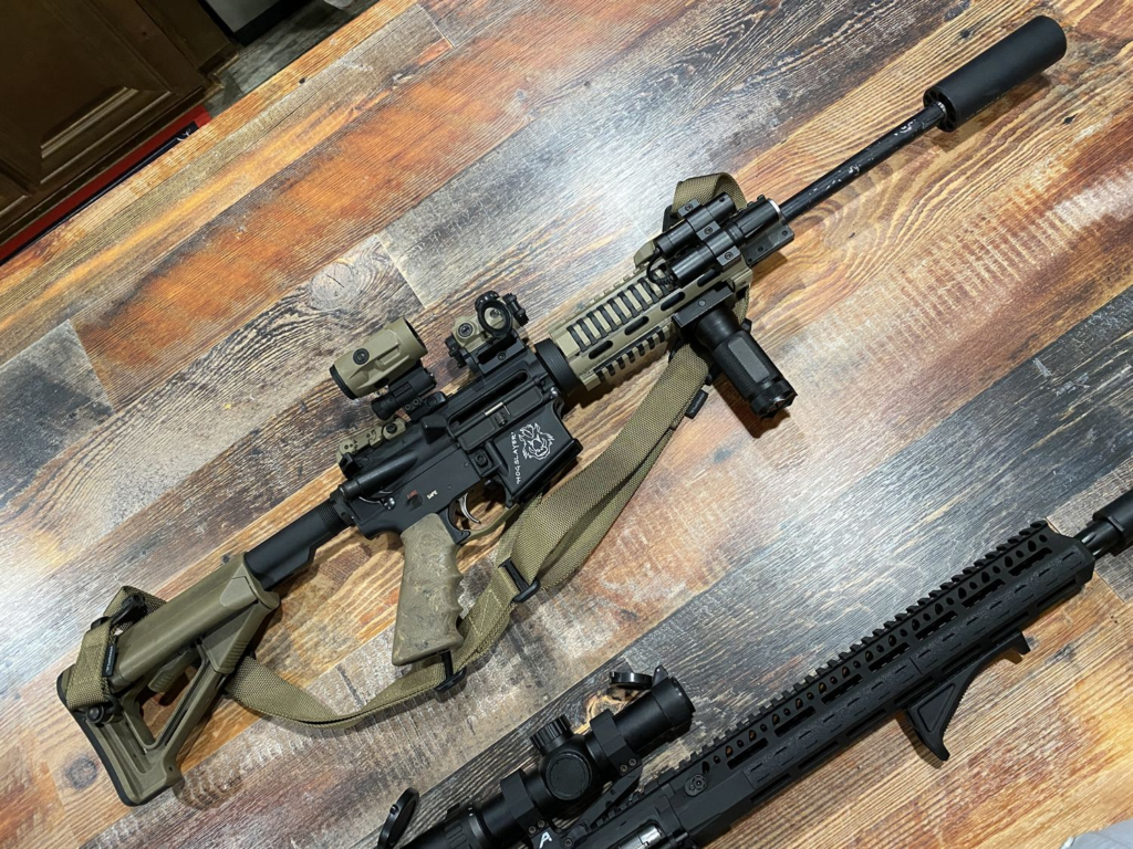 The Hogslayer AR with suppressor and optics