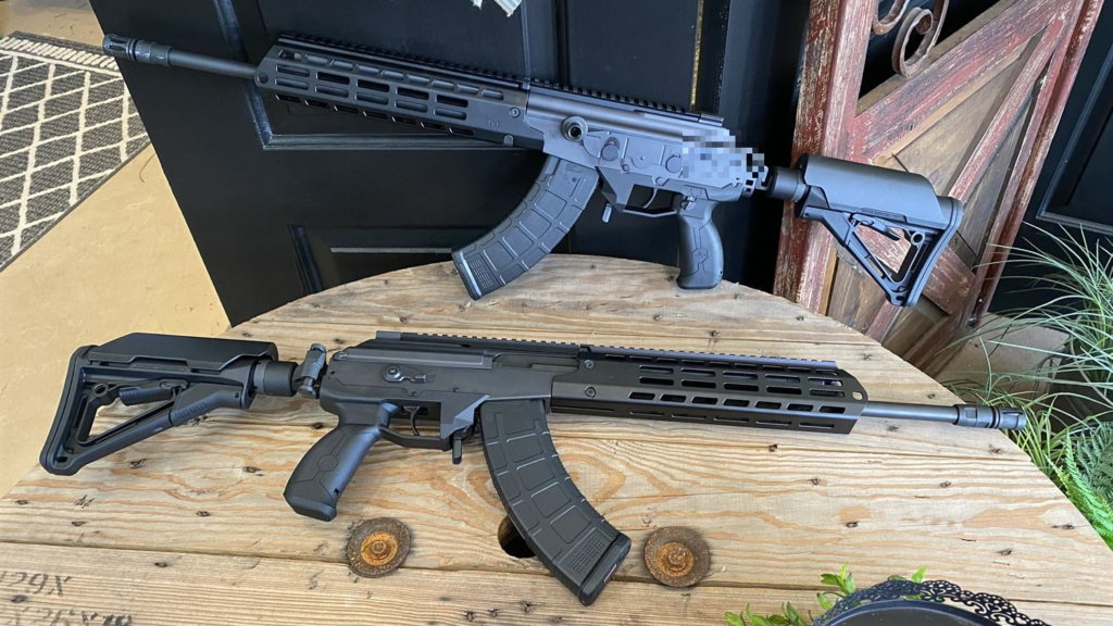 A pair of AK-pattern rifles