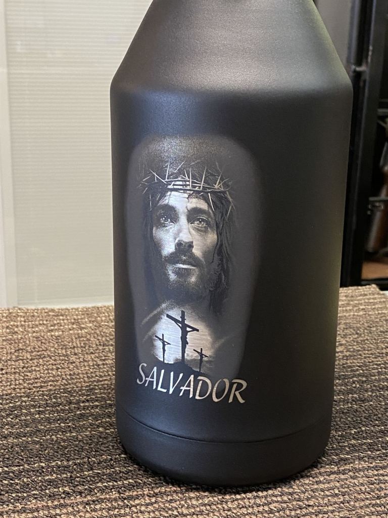 Engraved "Salvador" bottle