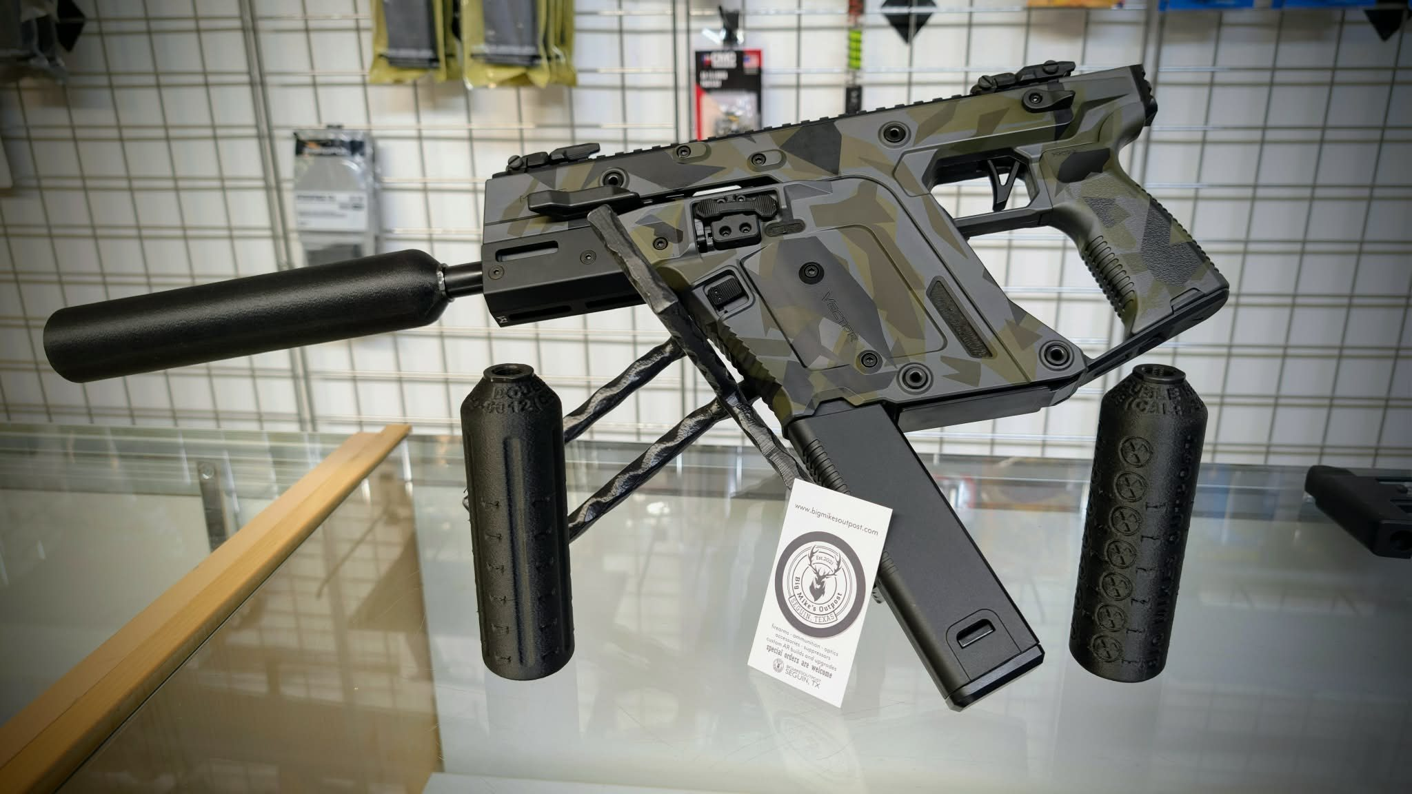 B.M.O. suppressors with a KRISS Vector at Big Mike's Outpost